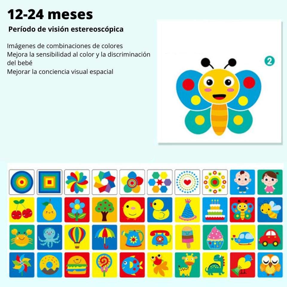 Tarjetas sensoriales visuales para el desarrollo del cerebro del bebé
