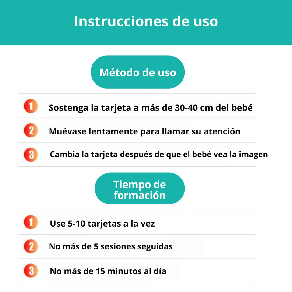 Tarjetas sensoriales visuales para el desarrollo del cerebro del bebé